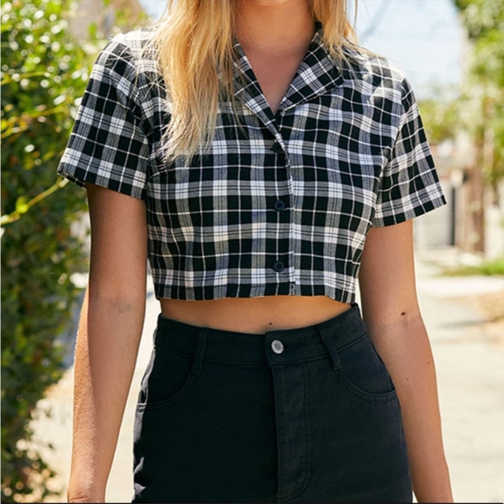 Brandy Melville/ J Galt plaid short sleeve